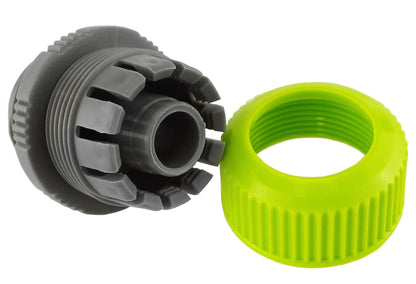 Hose mender parts: lime ring and black BSPM threaded connector
