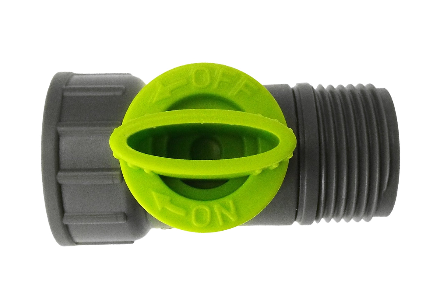 Tap adapter with valve, 3/4" BSPM-F, lime oval control and grey threaded connection