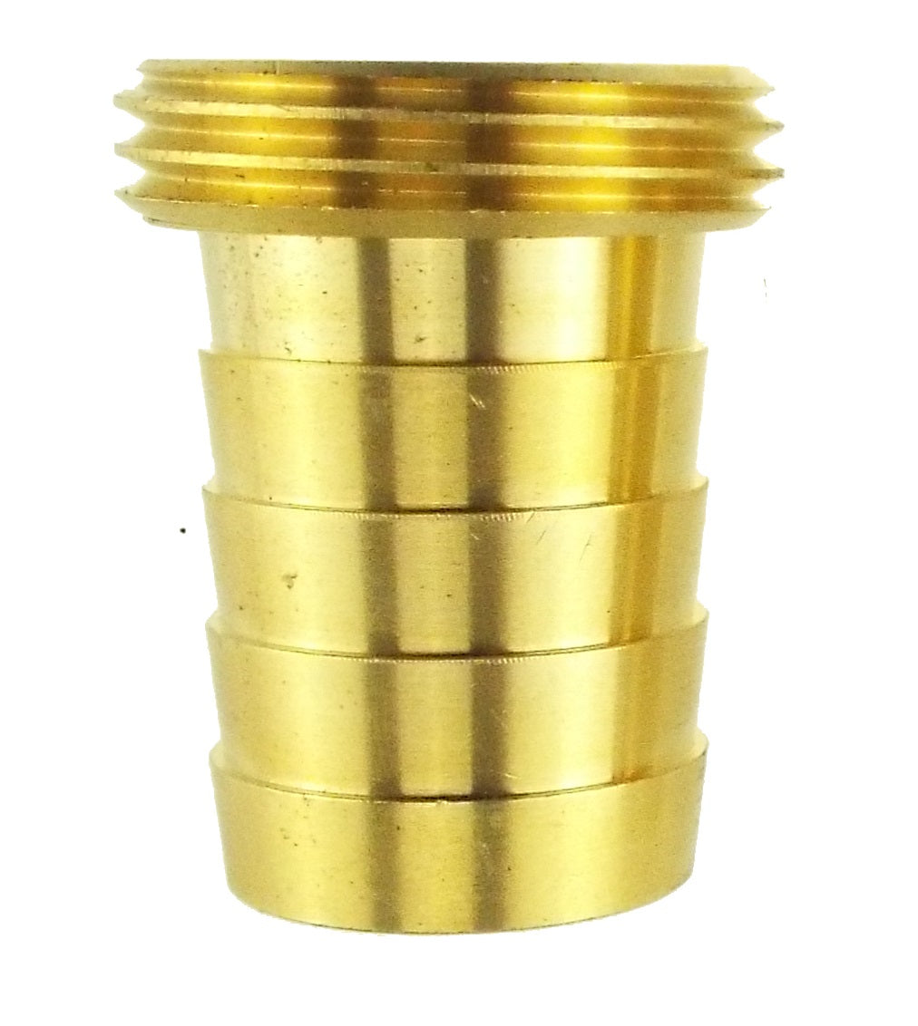 Brass adapter with external thread section and grooves, 3/4" BSPM/19mm