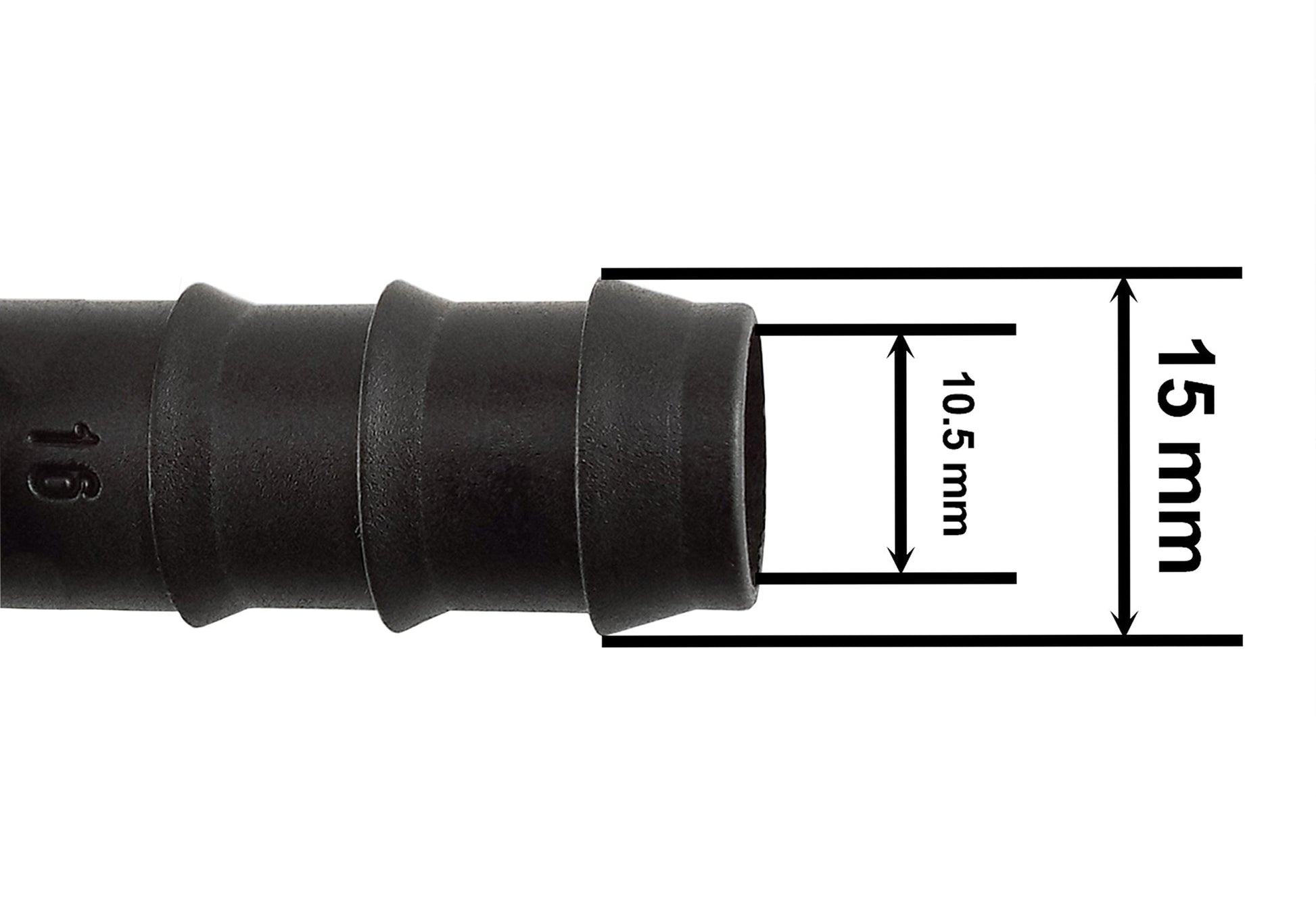 1/2" irrigation pipe elbow; 15 mm height and 10.5 mm end spacing