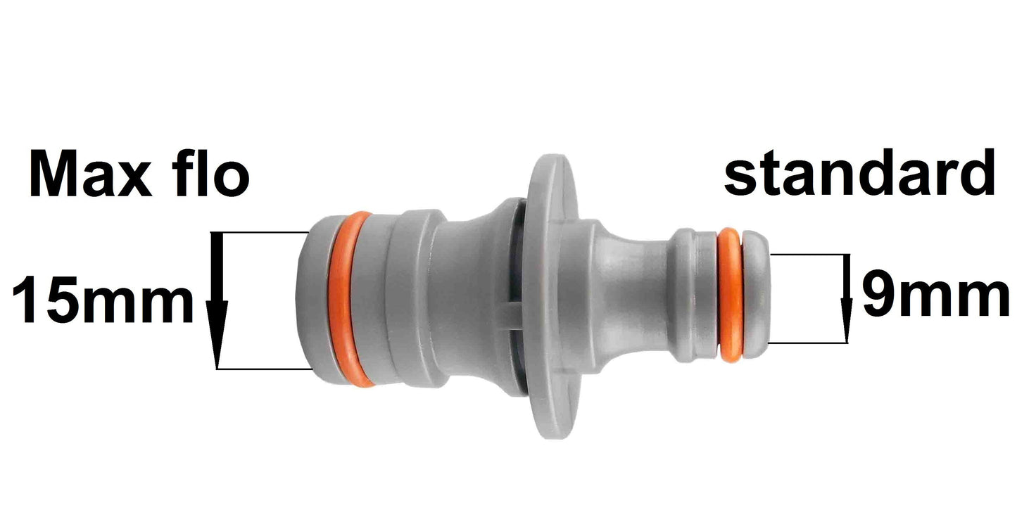Female hose connector, grey body with orange end ring and threaded tip