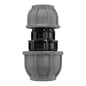 Grey MDPE straight reducing joiner, 32mm to 25mm, push-fit ends