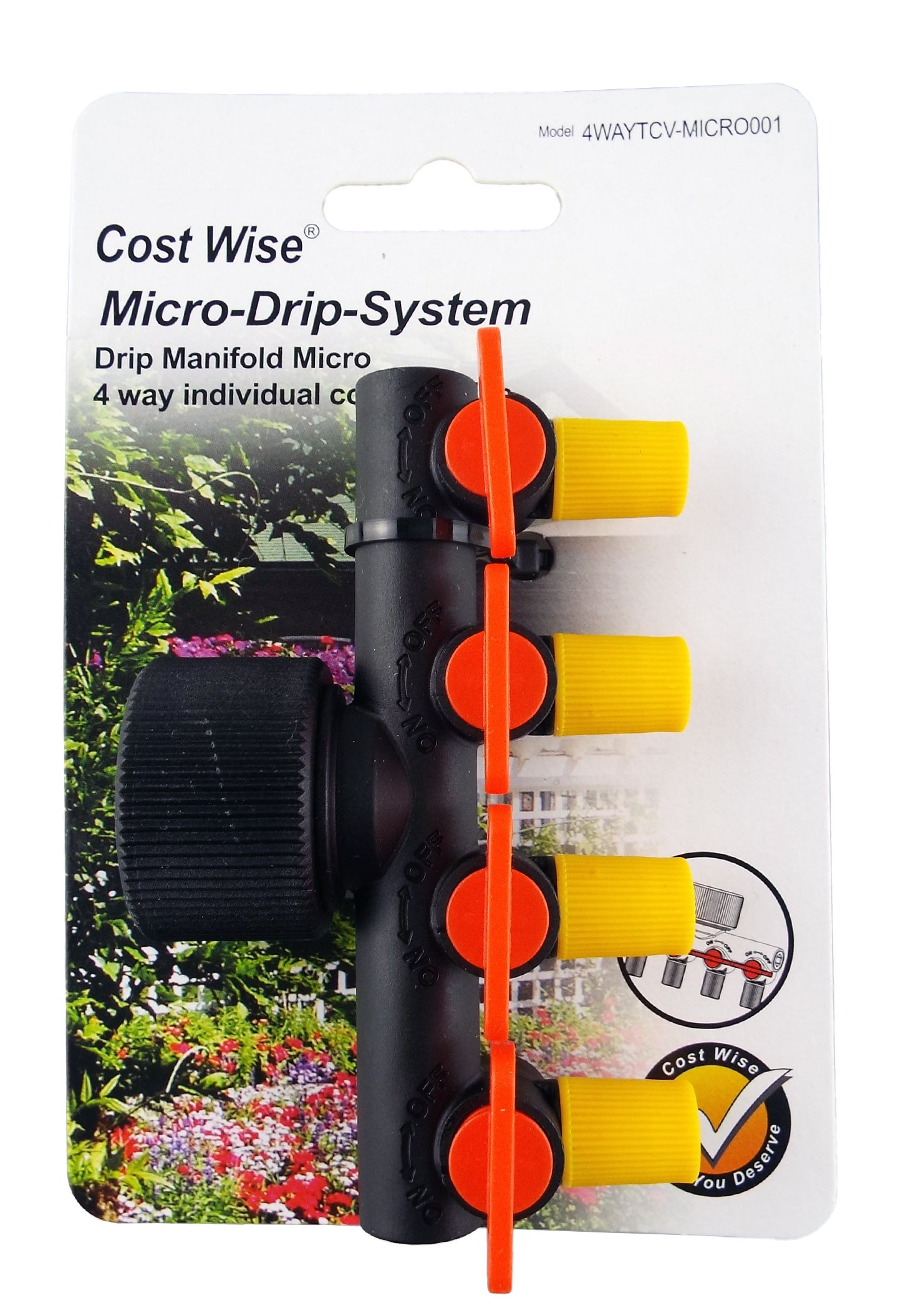 Cost Wise Micro-Drip-System package for 4-way drip manifold with valve layout
