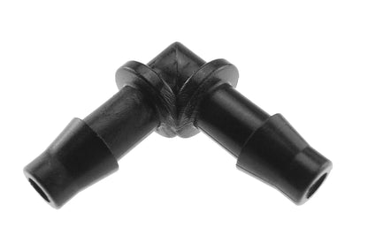 Antelco micro elbow connector 4.5mm barb, black plastic 90° angle fitting