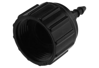 Black tap connector outlet fitting with ridged collar