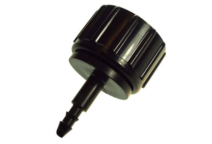 3/4" BSPF tap connector with 4mm micro tube spout, black plastic