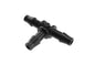 4.5mm barbed tee micro connector, black plastic, 3-way hose fitting
