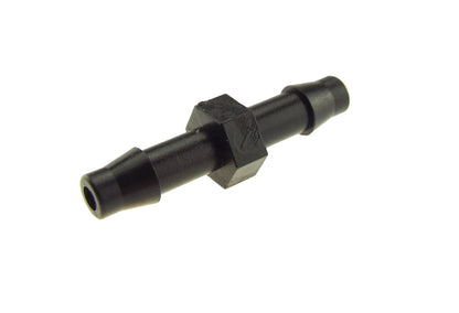 Micro joiner connector, black 4.5mm barb fitting with visible barbed ports