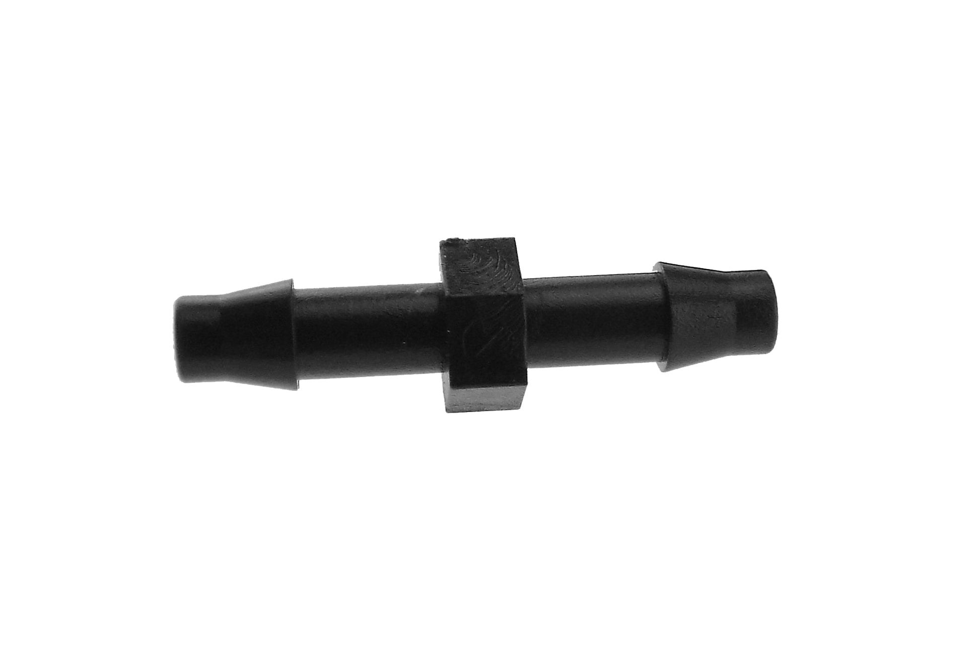 Micro joiner connector 4.5mm barb, straight black fitting with central square section