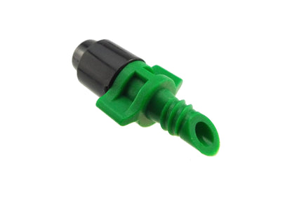 Winged micro spray jet connector: green stem with black cylindrical body