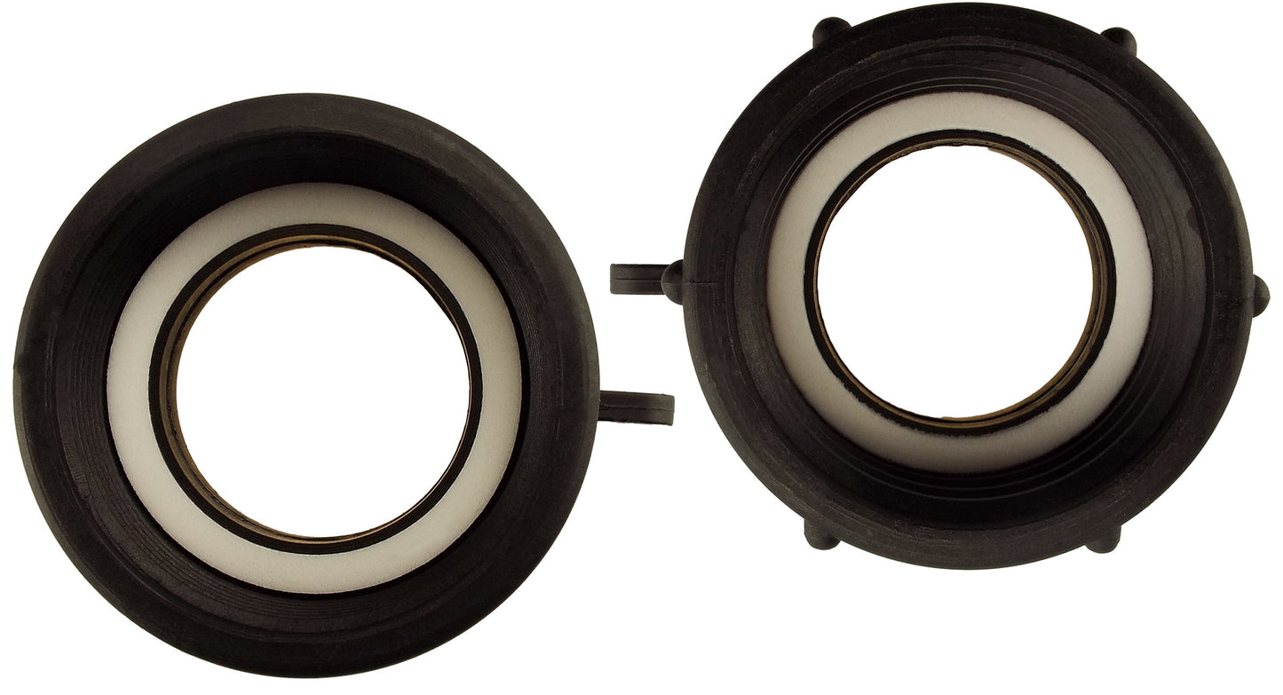 IBC S60x6 Adapter to 2" BSPF, front and back view with white sealing ring