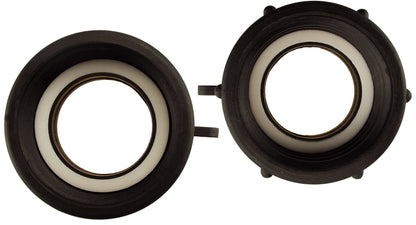 IBC S60x6 Adapter to 2" BSPF, front and back view with white sealing ring