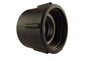 IBC S60x6 Adapter to 2" BSPF, threaded black inlet on gray body