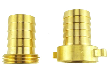 Brass 13mm swivel joiner, side view with grip tab and ridged coupling