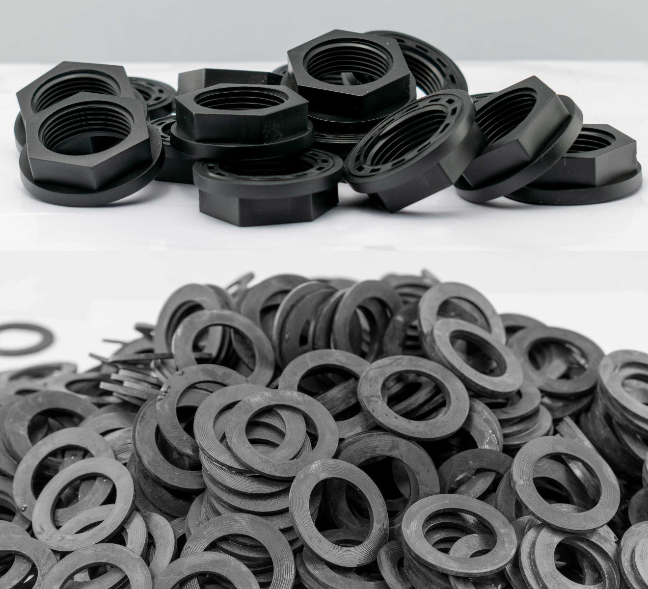 3/4" BSPF hex back nut with washer, black finish, threaded inside