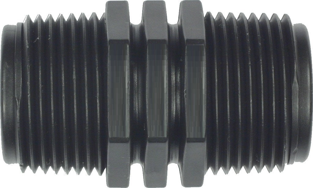 PP Nipple 2" BSPM, schwarzer Gewindestutzen mit glatten Verbindungsringen