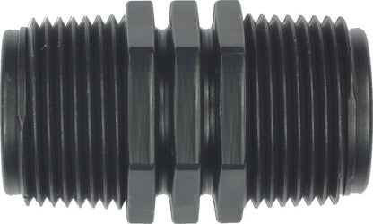 PP Nipple 2" BSPM, schwarzer Gewindestutzen mit glatten Verbindungsringen