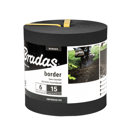 Black heavy-duty lawn border edging roll, 6m x 15cm