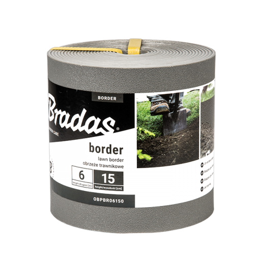 Best4Trade-Retail gray lawn border edging roll, 6m x 15cm, heavy-duty textured