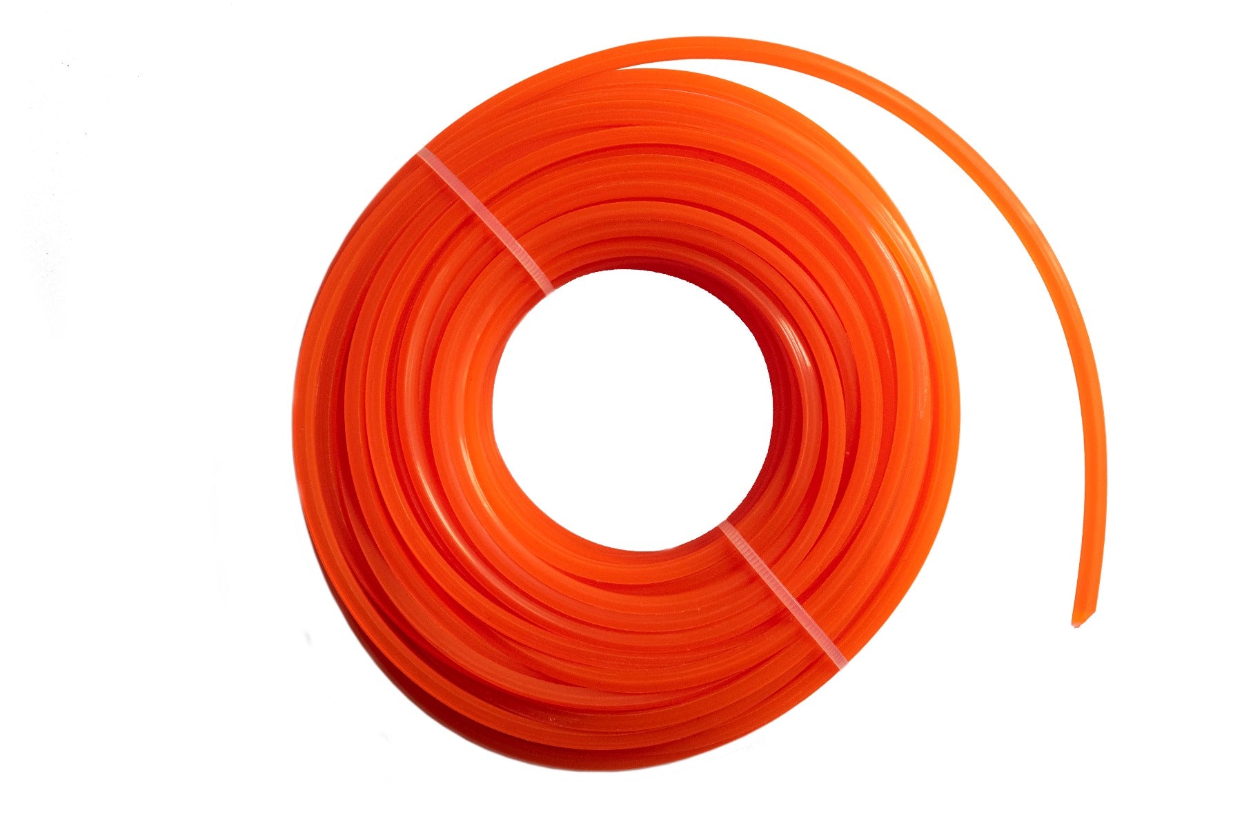 Orange Strimmer Line eckig, aufgerollt als 15-m-Spule