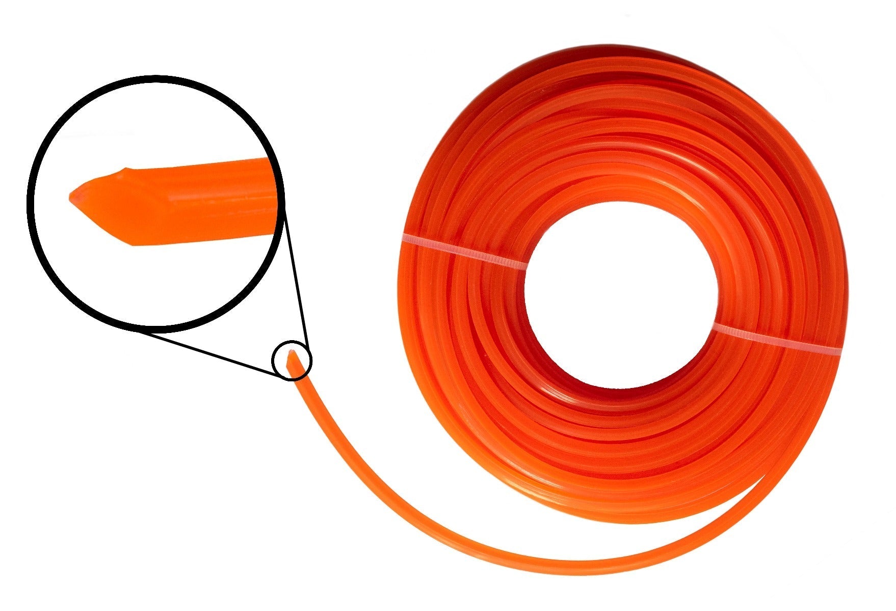 Orange Strimmer Line eckig 2,0 mm – Profilansicht des Fadens