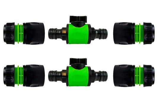 Cost Wise inline valve kit, black with green center, male-to-male snap connectors