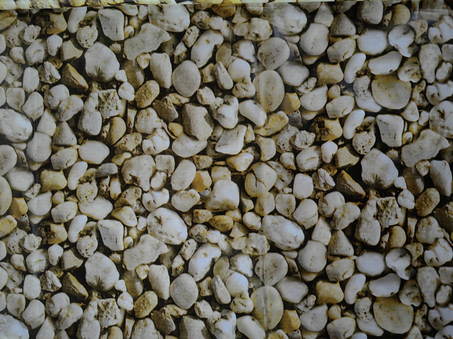 Small pebble print PVC pond liner with light gray and tan stone pattern
