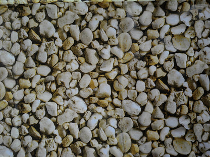 Small pebble print PVC pond liner with light gray and tan stone pattern