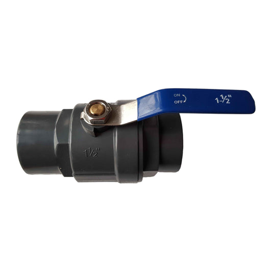 1/2" BSPF stopcock with stainless ball valve, blue lever, black PP body