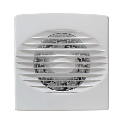 White through-wall fan grille with protective wire mesh
