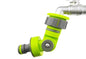Adjustable lime tap connector with grey dial and central securing screw