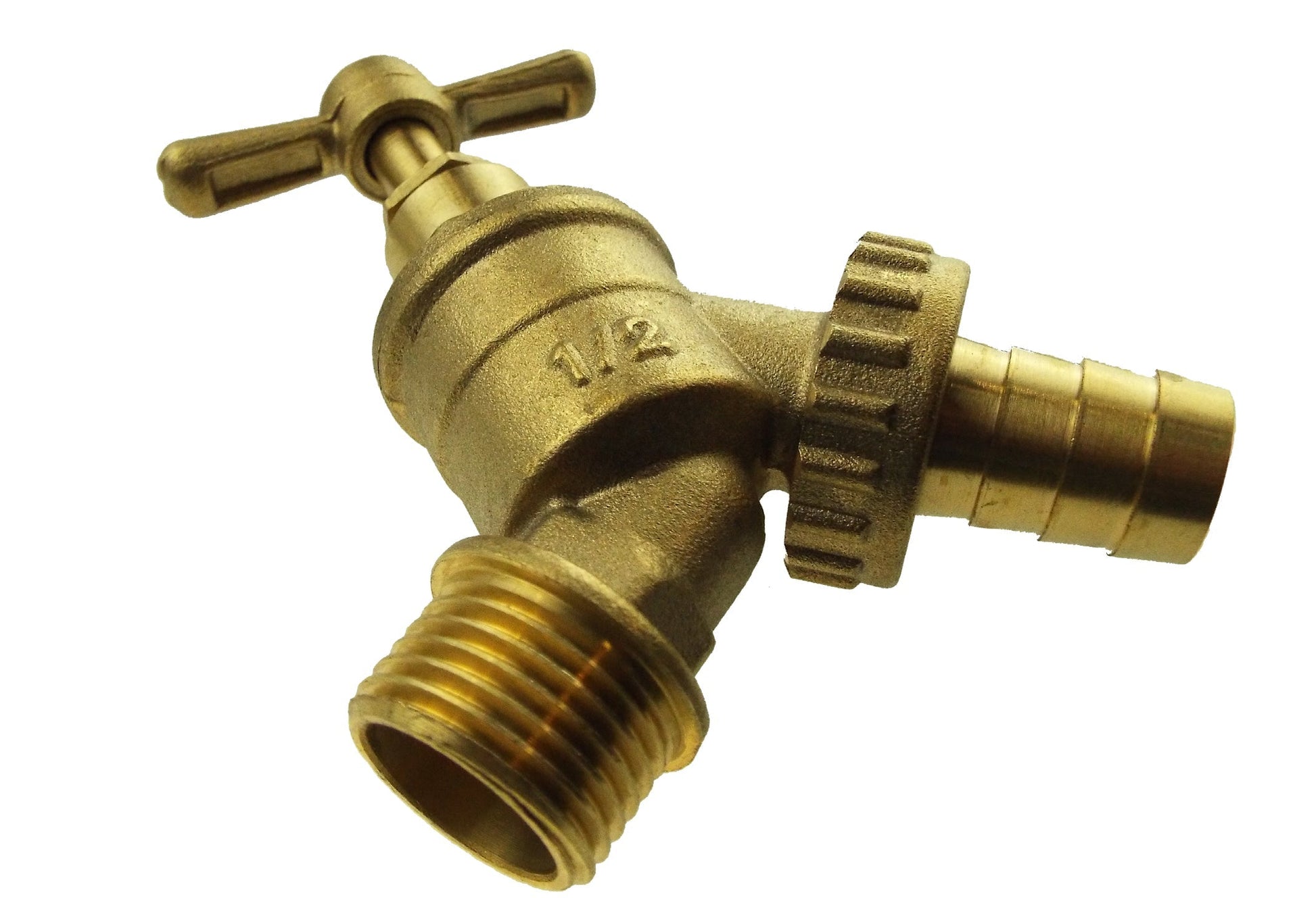 Brass garden bib tap 1/2" BSPM inlet with threaded male connection