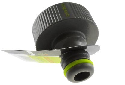 Female tap connector 3/4" BSPF with black O-ring seal and ribbed end cap