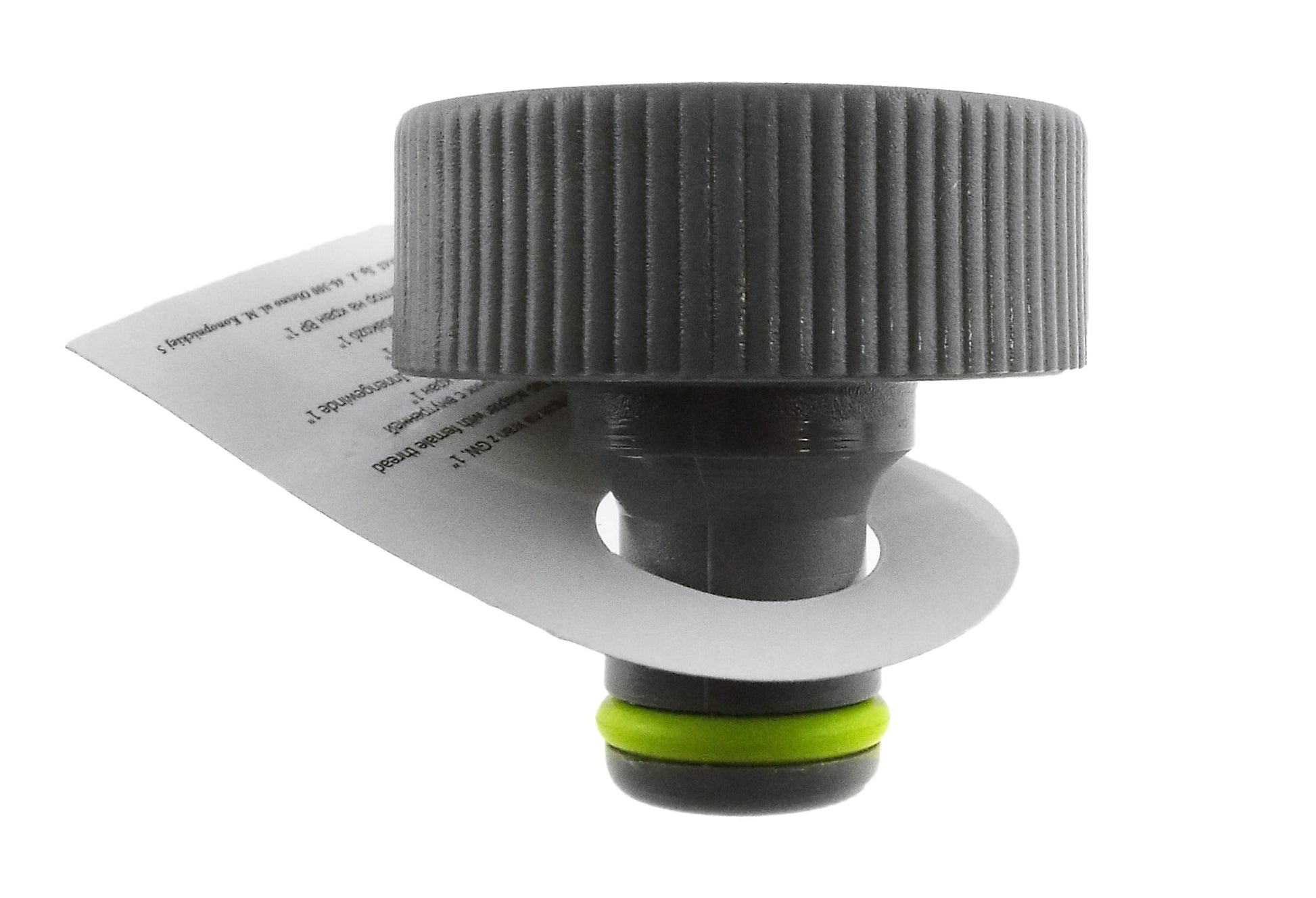 Black ribbed collar with lime push-in seal for 3/4" BSPF female tap connector