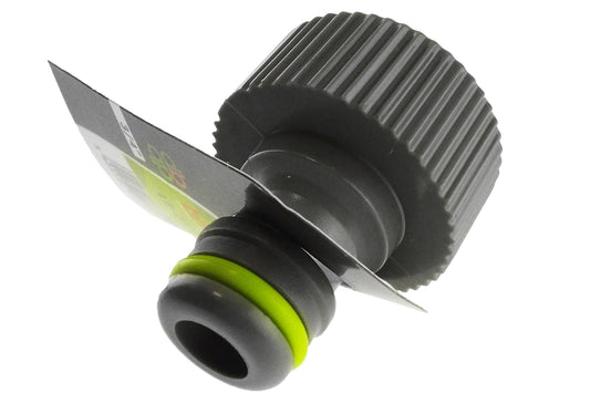 Female tap connector 3/4" BSPF, lime label, black ribbed grip and seal