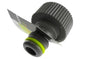 Lime tap connector with black ridged grip and sealing ring, female BSPF 1"