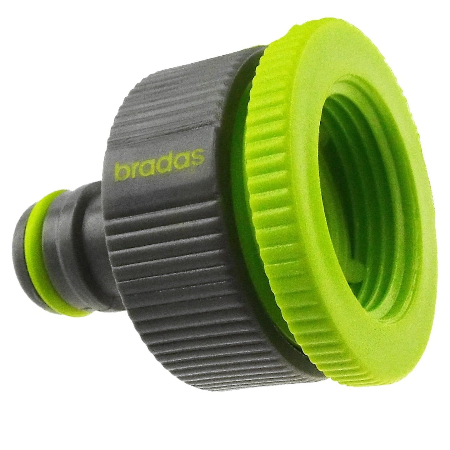 Lime female tap connector with ridged grip and BSPF threaded outlet