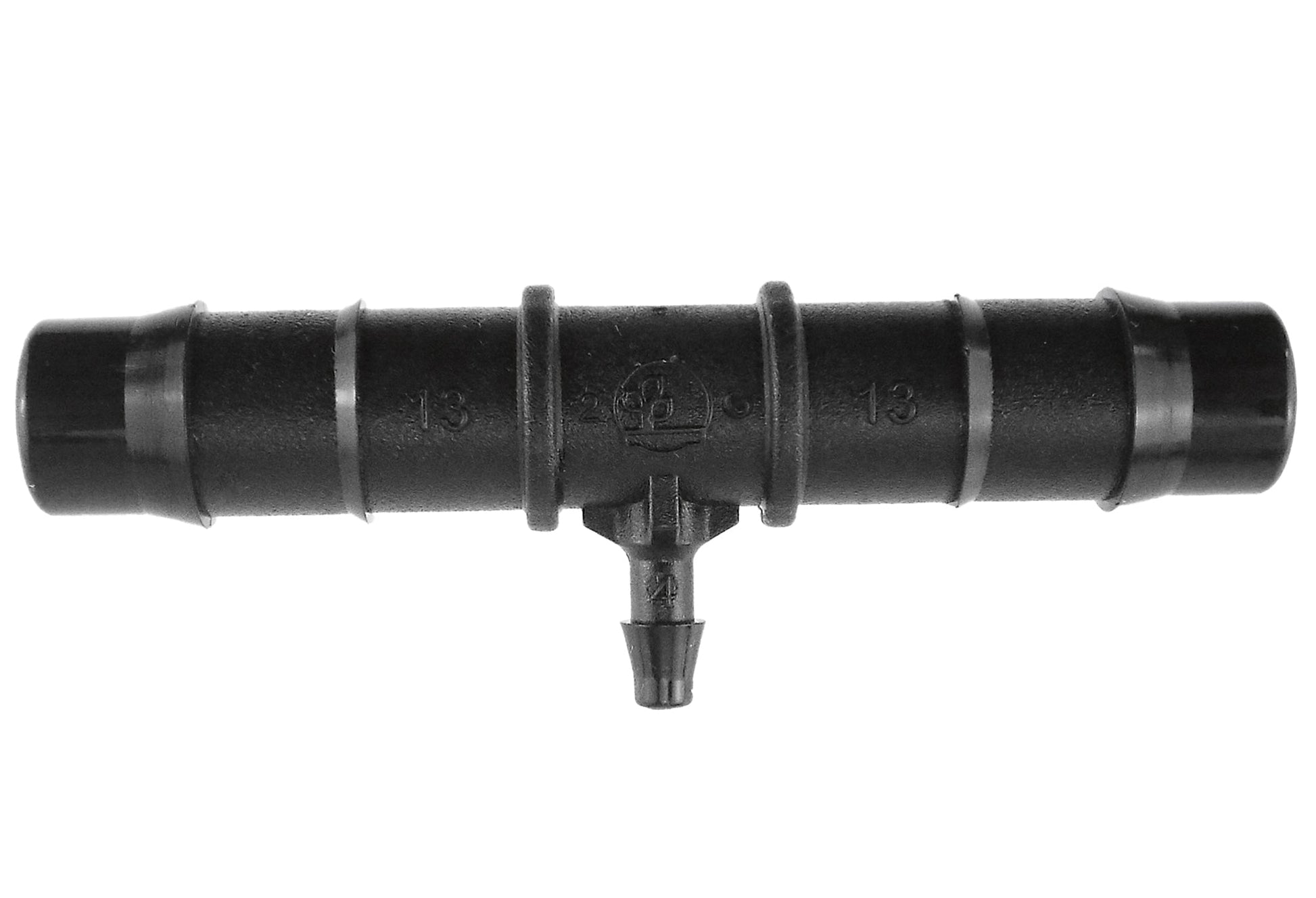 Tee Connector 14mm-4mm, Schlauchverbinder mit Mittelabgang und zwei geraden Barbs