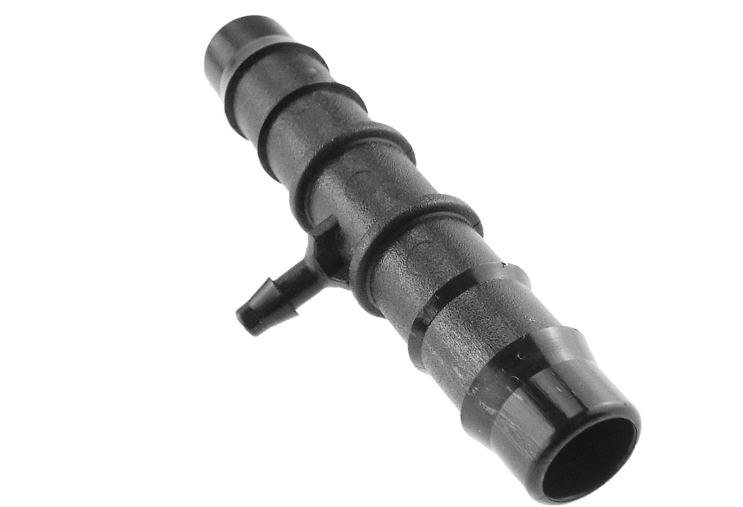 Antelco Tee Connector 14mm-4mm, seitlicher Barbed Abgang am schwarzen T-Stück
