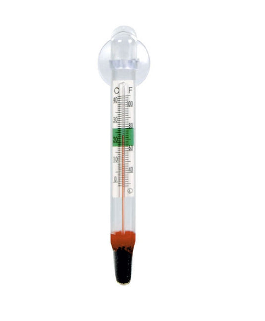 Aquarium thermometer with C/F scale and red liquid level in tube