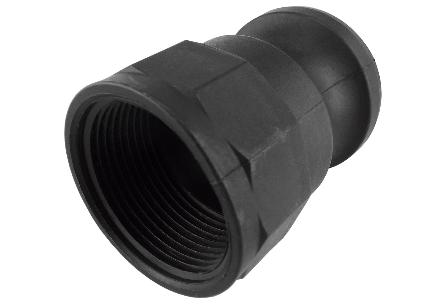 Camlock Type A 1in black fitting with threaded female opening and stepped body