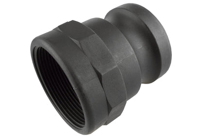 Camlock Type A 1in black coupler with external ridges and threaded inlet