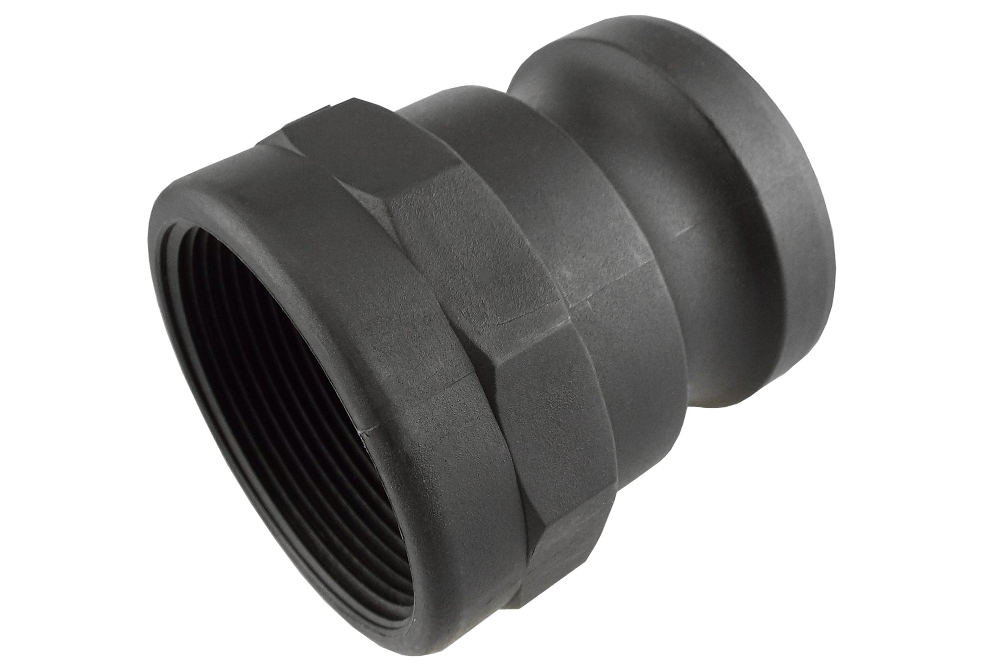 Camlock Type A 1/2" black locking coupler, grooved locking ridges