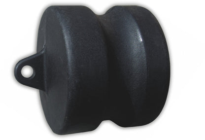 Camlock Type DP 1 inch end cap with eyelet, dark plastic closure