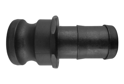 Camlock Type E 4" black connector with cam lever and smooth hose end