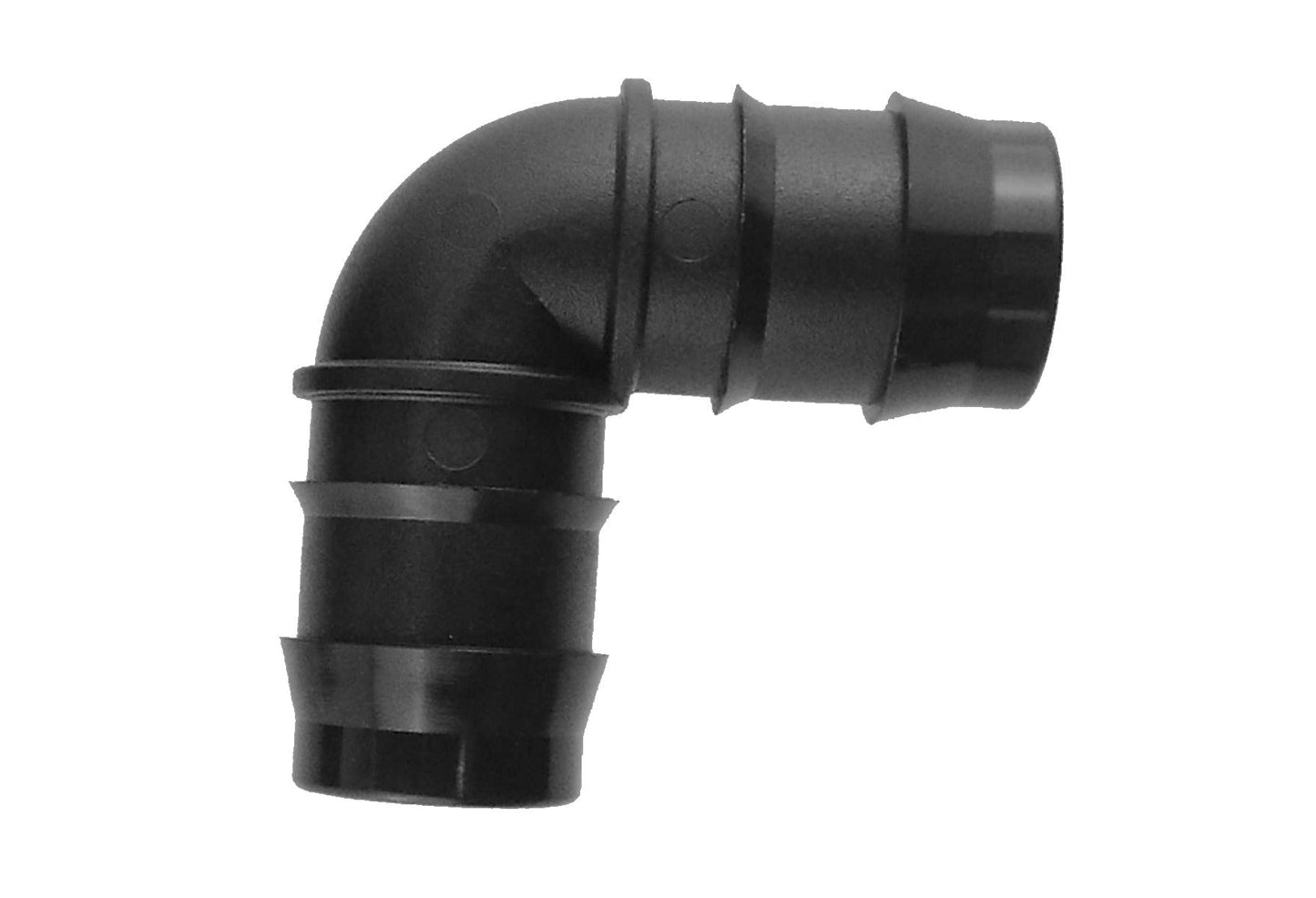Double barbed elbow fitting 19 mm, black plastic