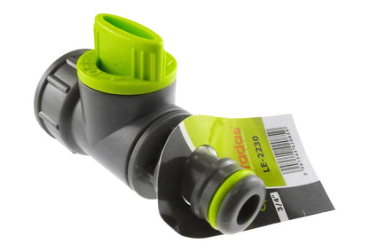 Drain kit plug with lime green cap and small label card on the side
