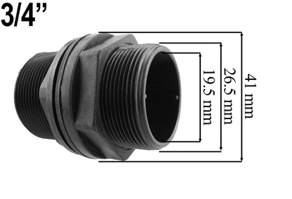 Drain plug fitting size diagram: 3/4" BSPM thread (26.4mm)