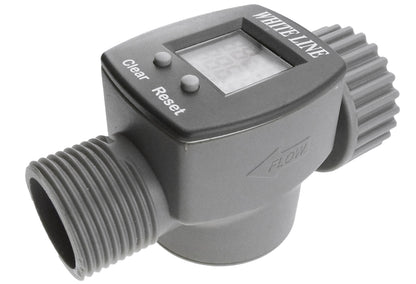 Water Flow Meter 3/4" BSPM-F 3/4 BSP male threads, LCD with Clear and Reset