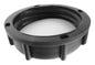 IBC 4" S100X8 solid cap, black plastic with locking tabs